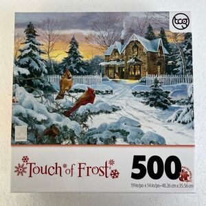 'Touch of Frost" 500 Piece Jigsaw Puzzle Winter Memories With Cardinal Complete